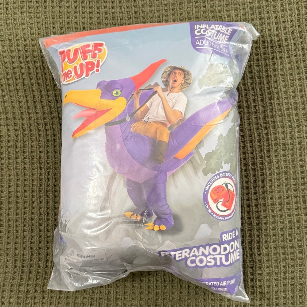 Puff Me Up Ride A Pteranodon Inflatable Costume Adult OS Purple New Blow Up